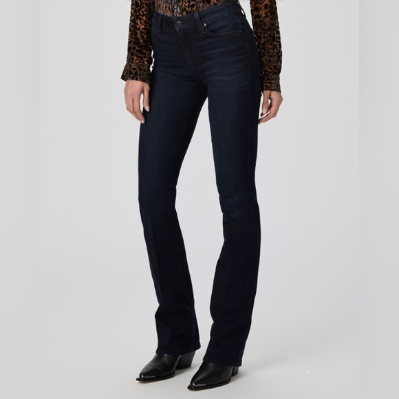 PAIGE High Rise Manhattan Bootcut Jean Dark Wash - Picture 1 of 11